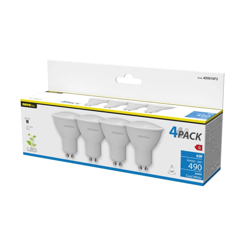 NOVA LAMPADA LED SPOT GU10 6W 490LM 6500K PZ.4