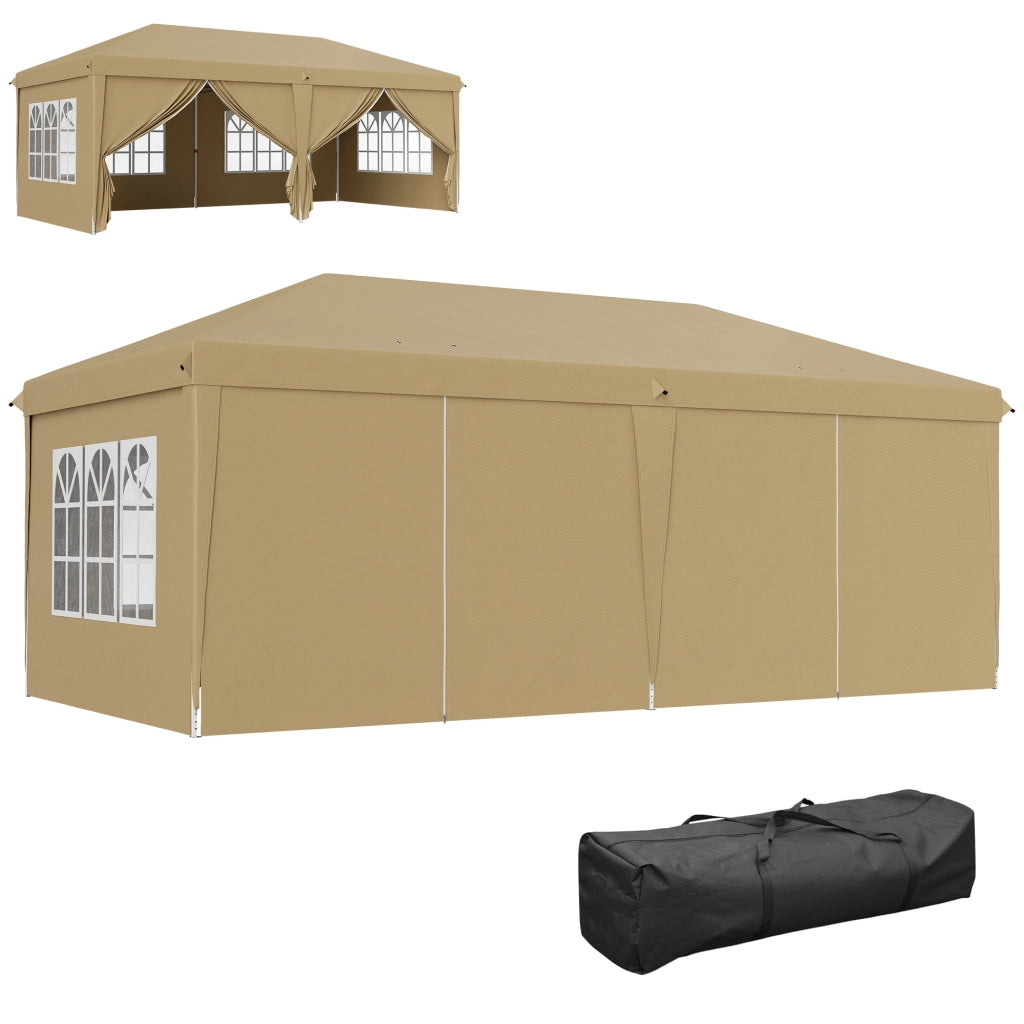Gazebo pieghevole pop-up impermeabile 6x3x2,7m - Xylo - 4 pareti laterali rimovibili 4 finestre verde