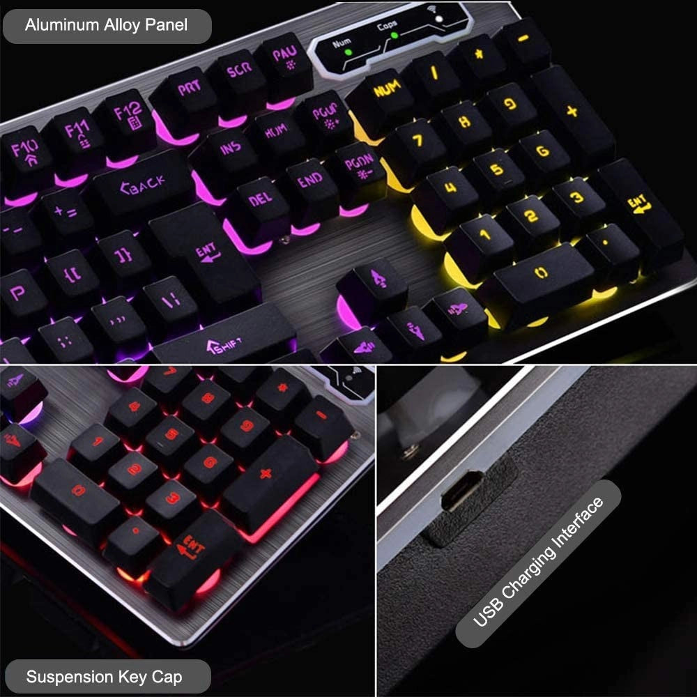 Trade Shop - Tastiera Gaming Da Gioco Cablata Retroilluminata Arcobaleno Rgb Luce Led Qk708 -