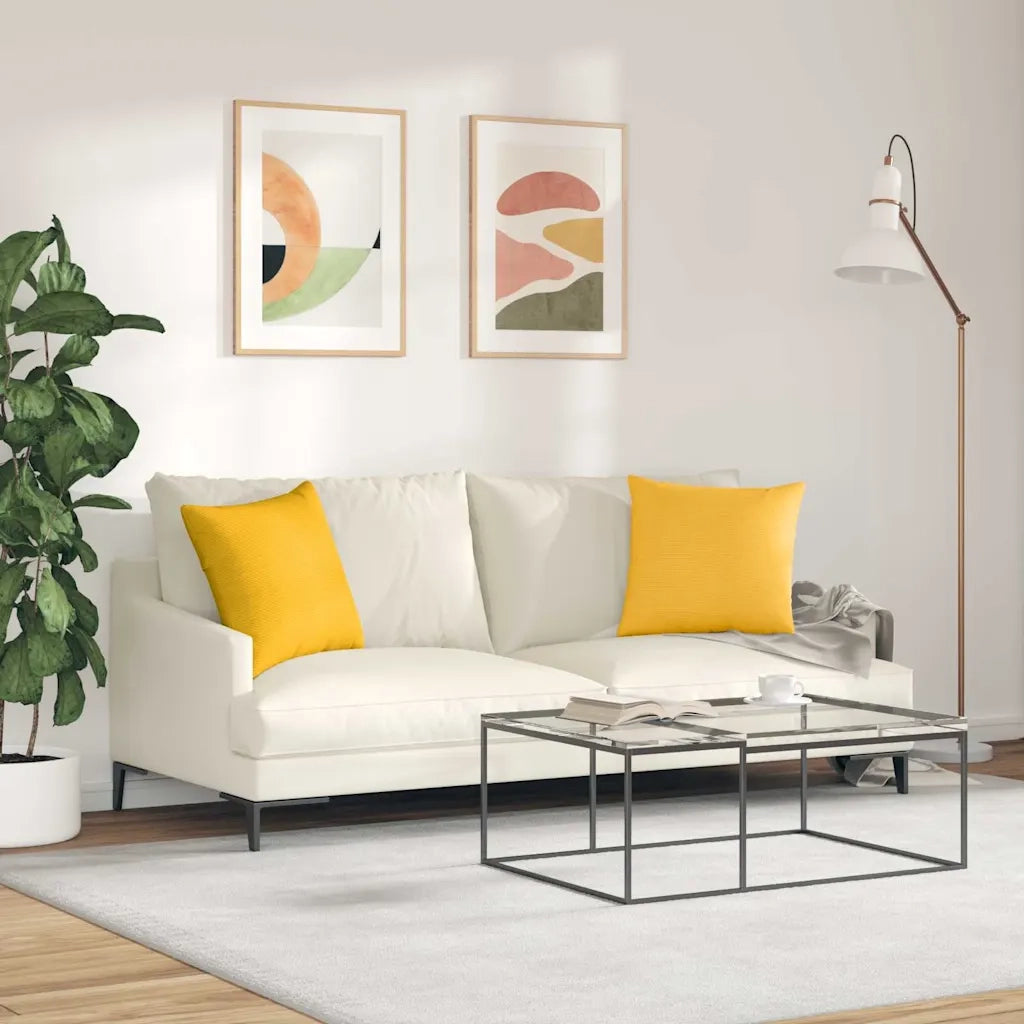 Cuscini da Divano 2 pz | Cuscini per sedie Giallo Chiaro 45 x 45 cm
