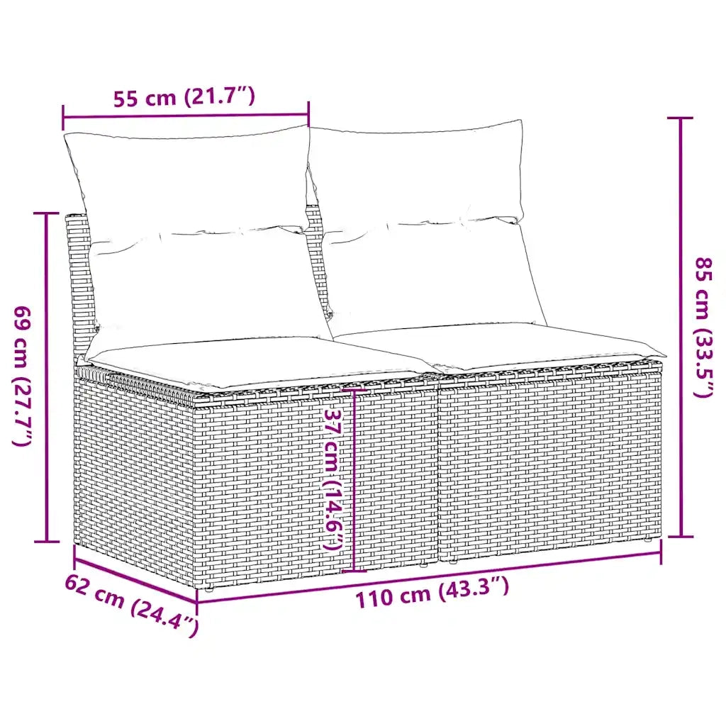 Set Divano Giardino 4 pz con Cuscini Marrone Polyrattan Acacia 3325249