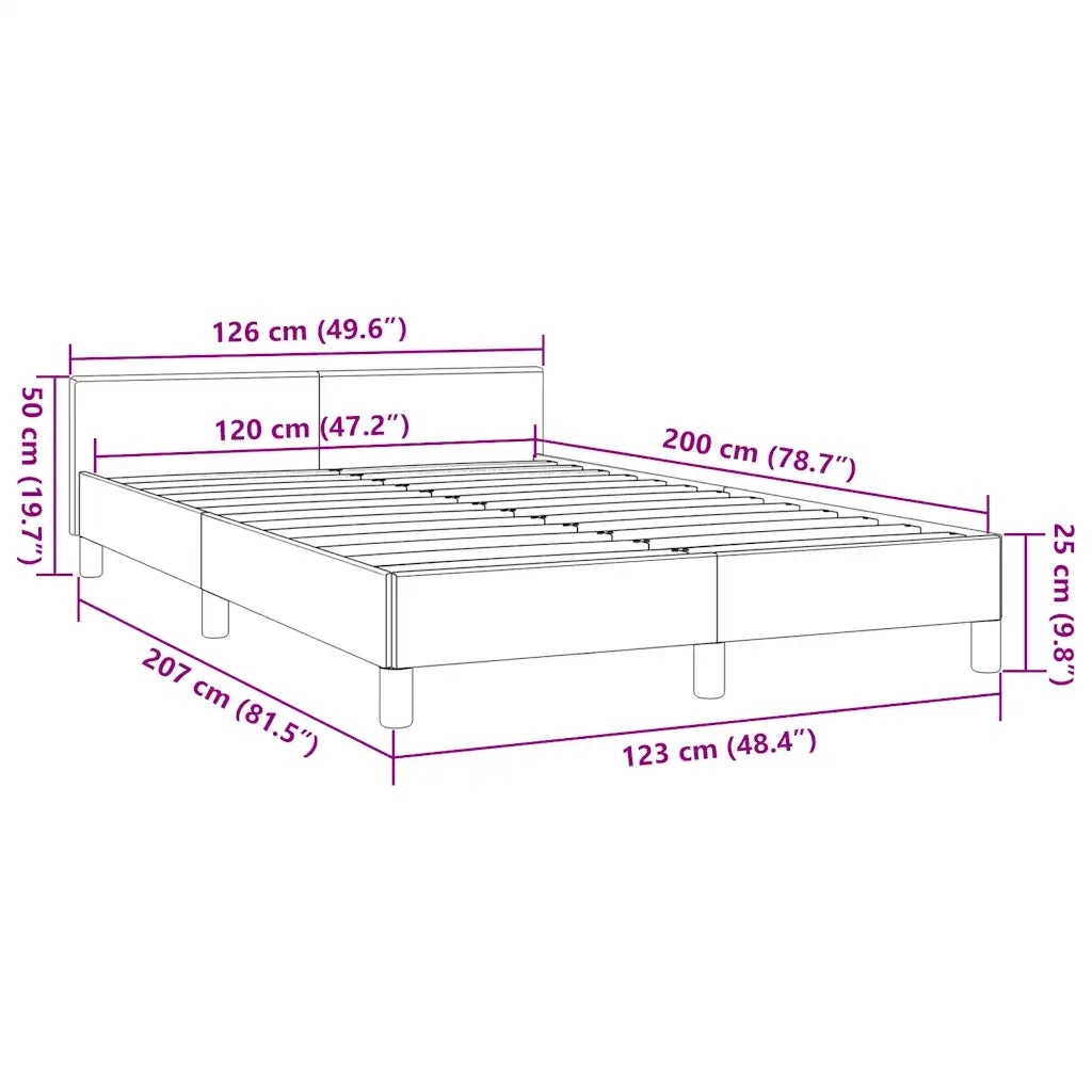 Letto matrimoniale | Letto per adulti | Giroletto senza Materasso Grigio Scuro 120x200 cm Tessuto
