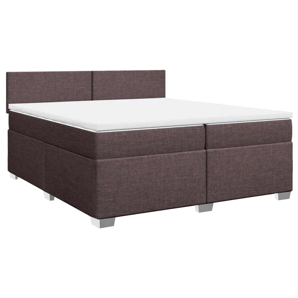 Giroletto a Molle con Materasso Marrone Scuro 200x200cm Tessuto