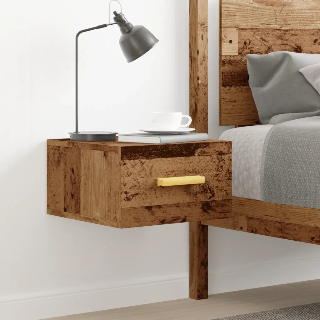 Comodino a Muro Legno Antico 35x35x20 cm 857063
