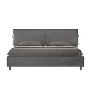 BS COM Letto matrimoniale king size senza rete imbottito 200x200 microfibra grigio