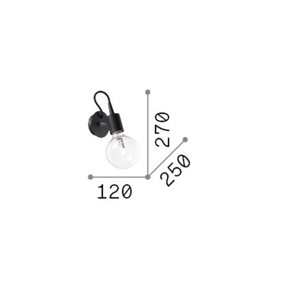 Applique Moderna Edison Metallo Nero 1 Luce E27