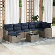 Set Divano da Giardino 8 pz con Cuscini Grigio in Polyrattan 3325417