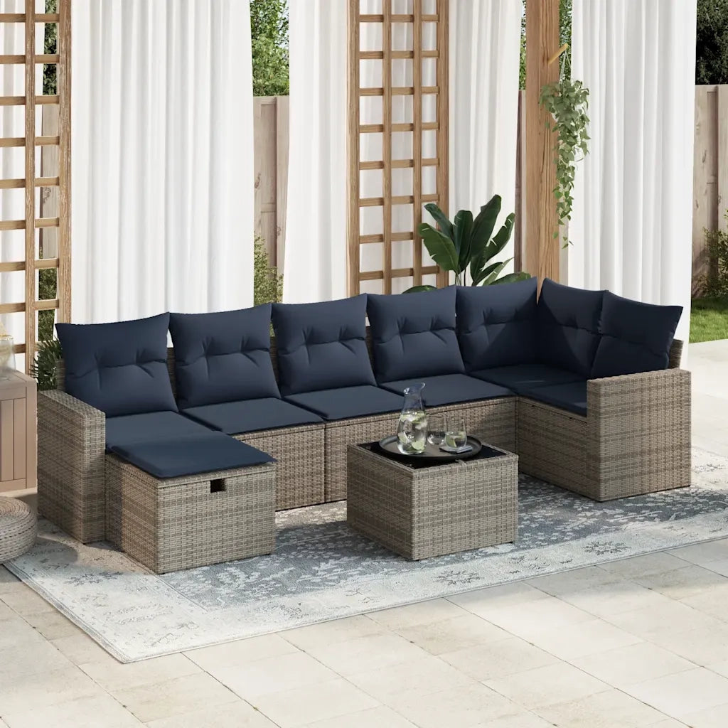 Set Divano da Giardino 8 pz con Cuscini Grigio in Polyrattan 3325417
