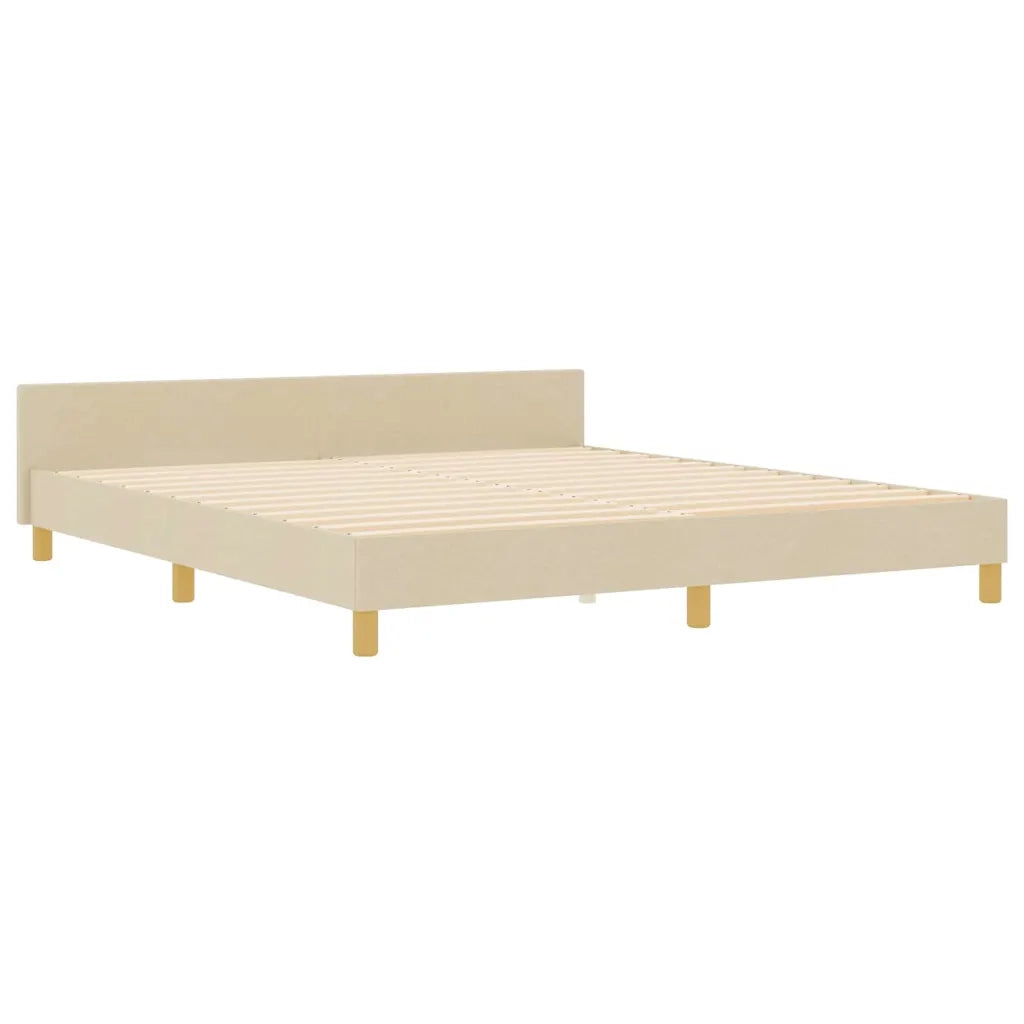 Struttura del letto con testiera Crema 180 x 200 cm Tessuto