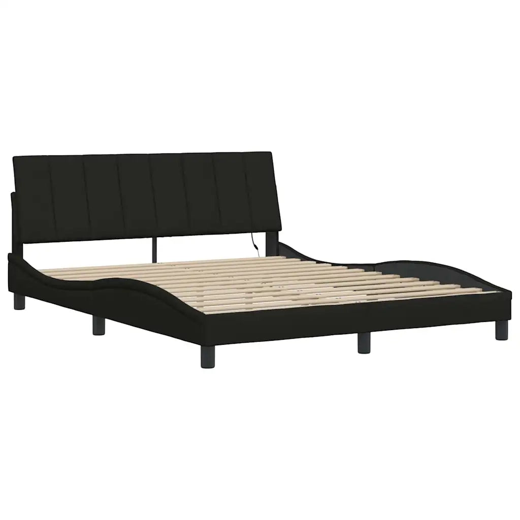 Letto matrimoniale | Letto per adulti | Giroletto senza Materasso Hanko Nero 160x200 cm in Tessuto
