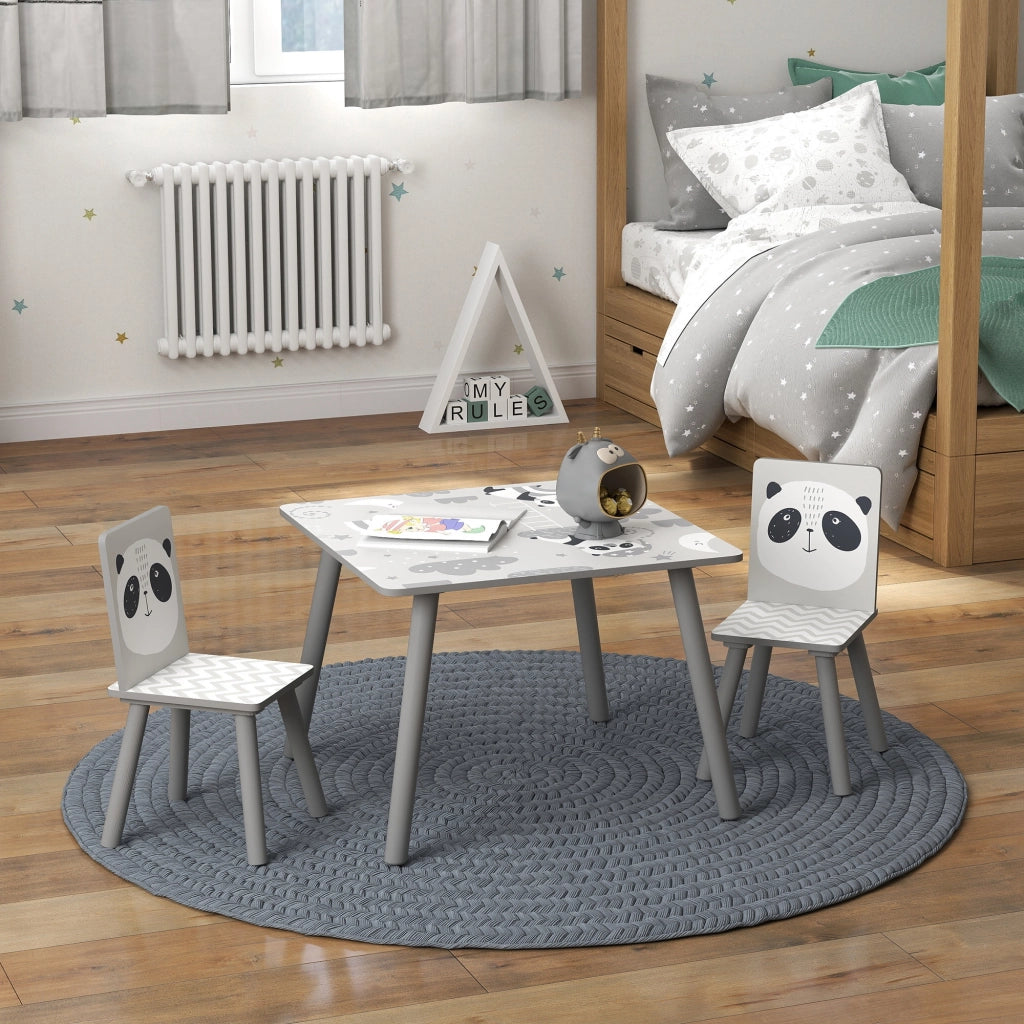 Set 2 Sedie e Tavolo Bambini ¨C Minimal ¨C Grigio e Bianco