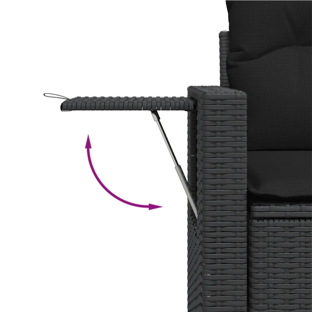 Set Divani da Giardino con Cuscini 8 pz Nero in Polyrattan 3219924