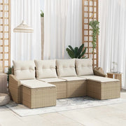 Set da Pranzo per Giardino con cuscino 6 pcs Beige e Crema