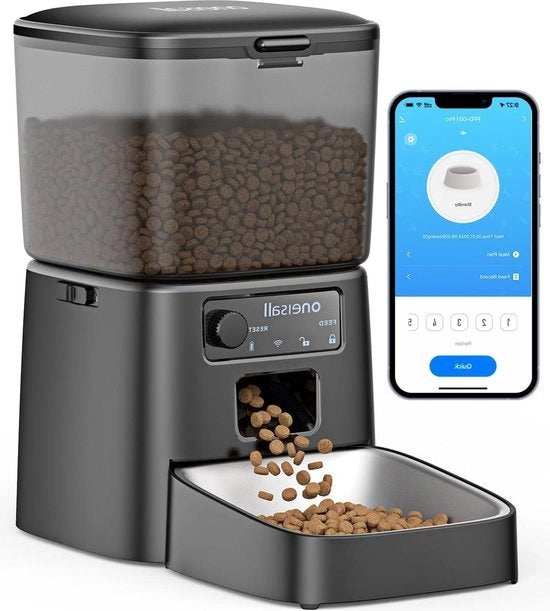 Alimentatore Automatico per Gatti - Controllo App - 1-12 Pasti al Giorno - Boccale in Acciaio Inossidabile - 3,5L