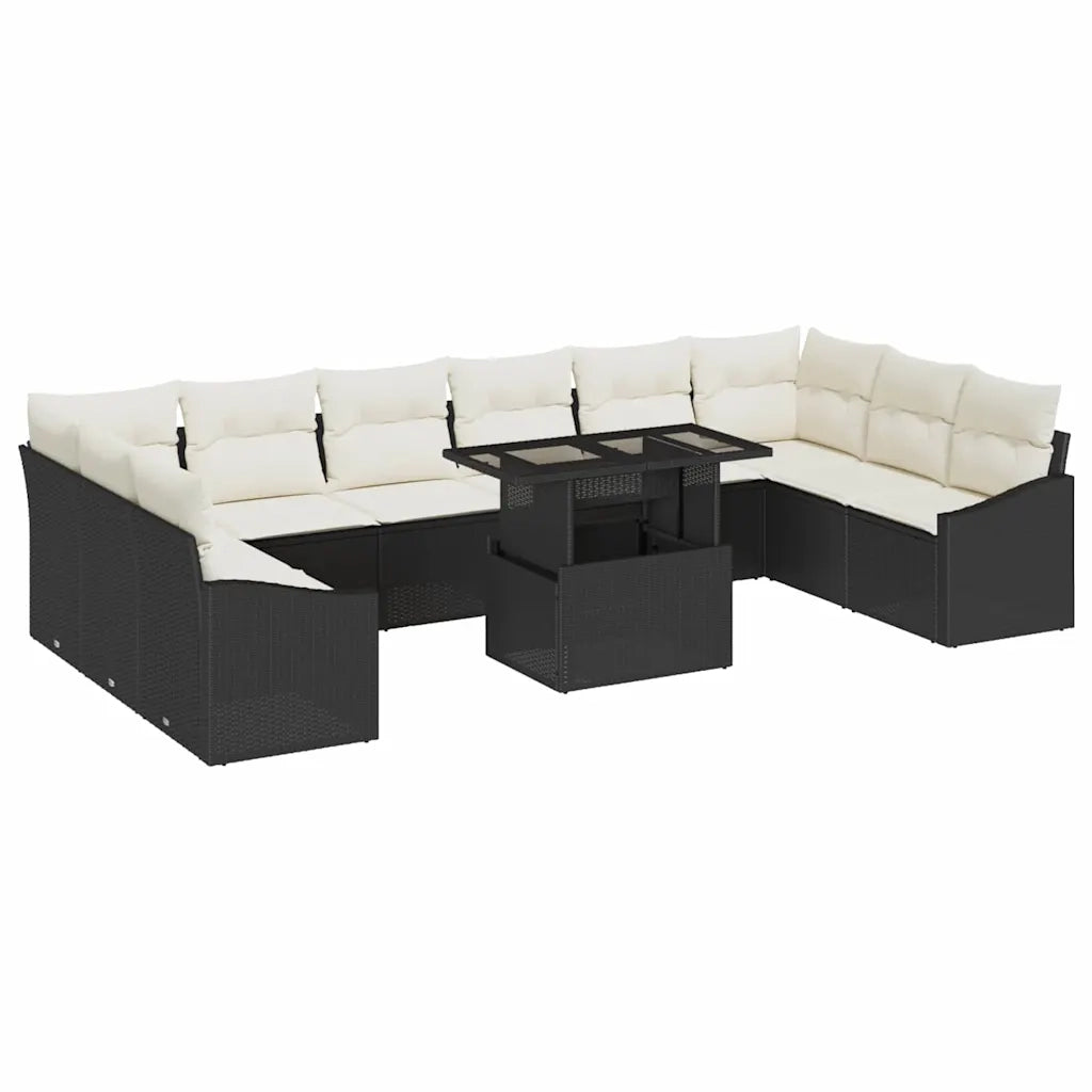 Set di divani con cuscino 11 pcs Nero e Crema polyrattan 3349073