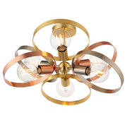 Plafoniera industriale ottone/rame 6xE27 Endon HOOP