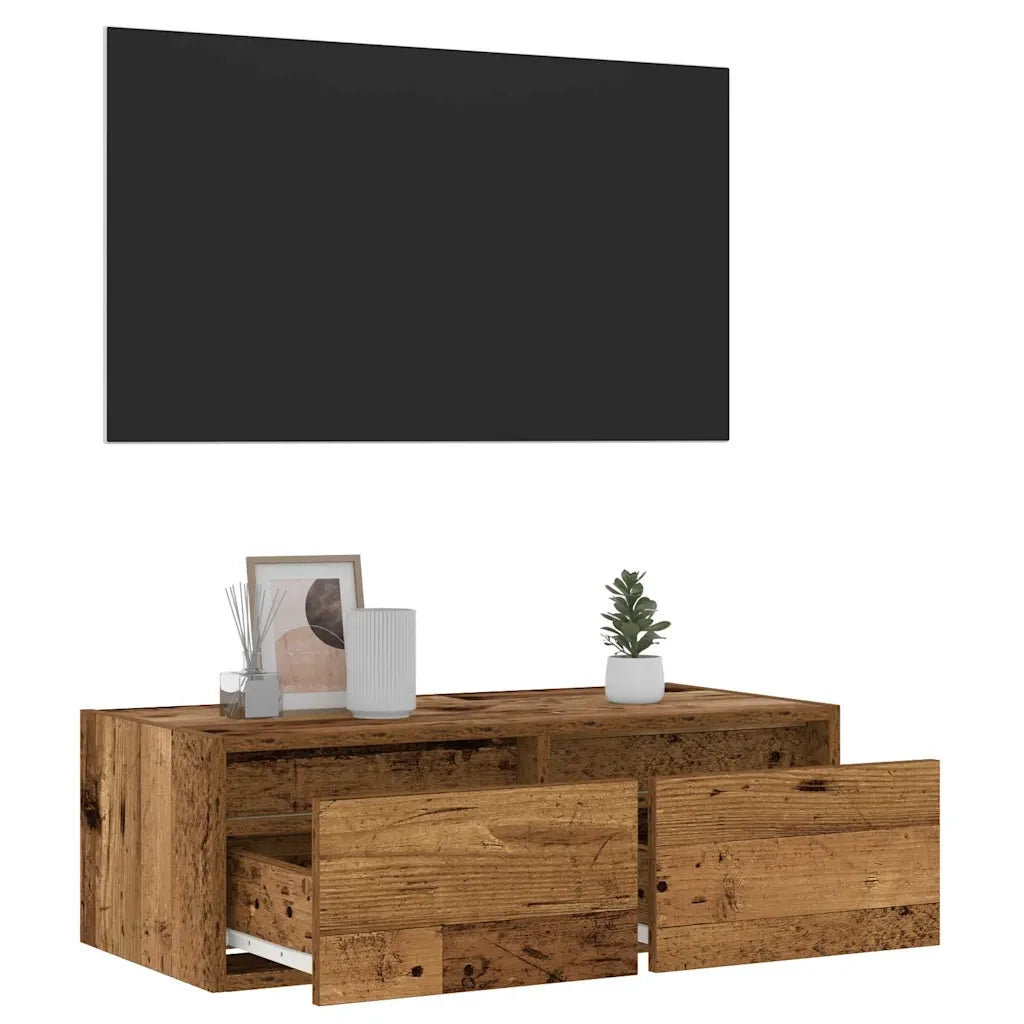 Mobile Porta TV con Luci LED-Mobile per TV-Credenza TV Legno Antico 75x35,5x25 cm