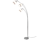 Piantana 3 paralumi, metallo, cromato e bianco/grigio, H 185 cm, Davos