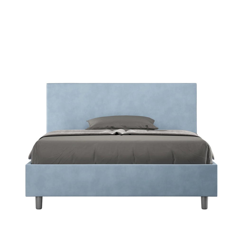 BS COM Letto una piazza e mezza contenitore imbottito 130x190 microfibra azzurro