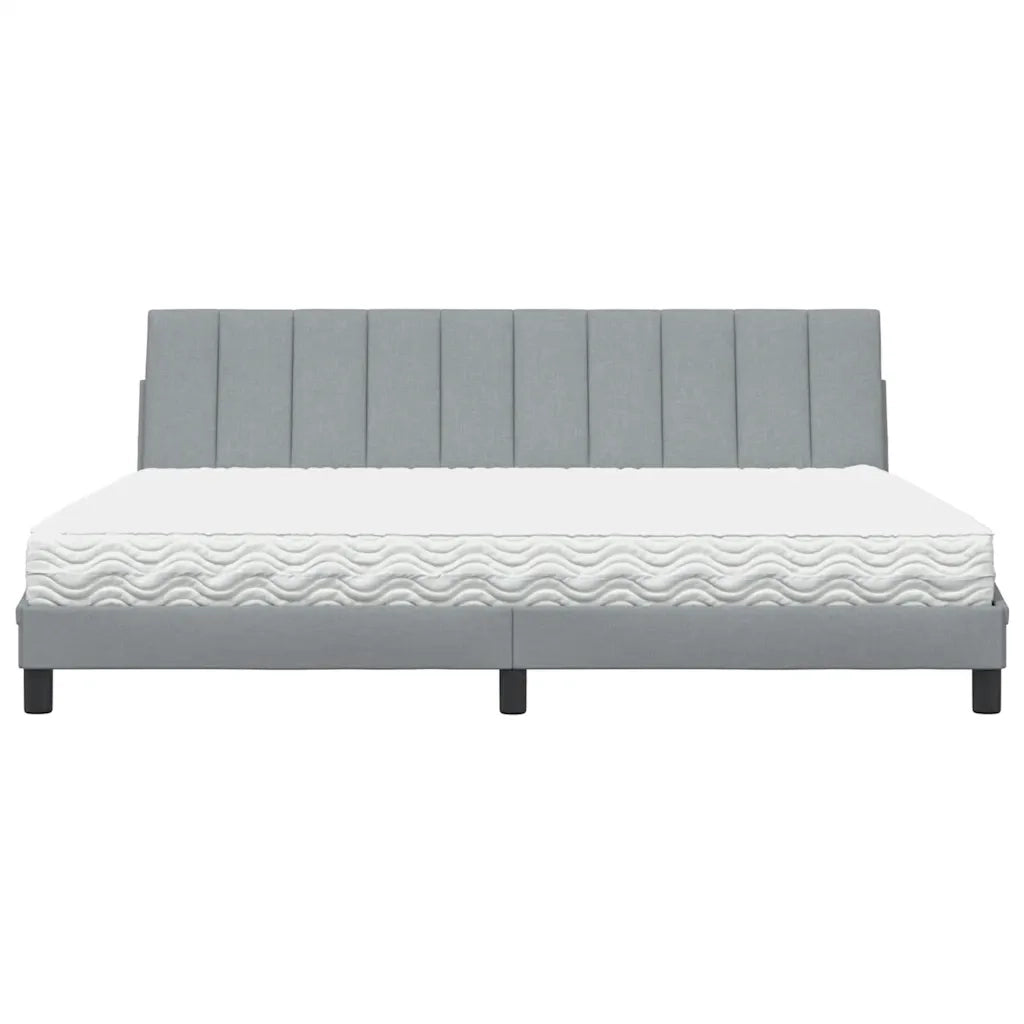 Letto con Materasso Hanko Grigio Chiaro 200x200 cm in Tessuto 3310552