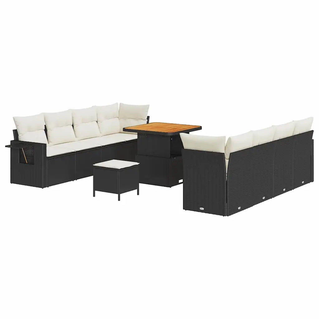 Set Divano da Giardino 11 pcs Nero Poly Rattan 3361715