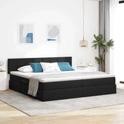 Letto con contenitore e materasso Nero 200 x 200 cm