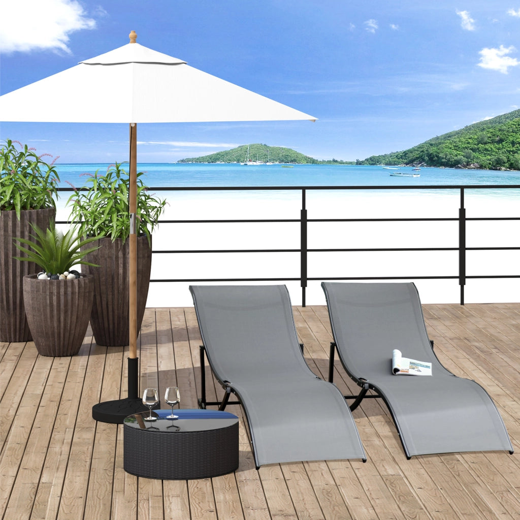 Set 2 Lettini da Giardino ¨C Xylo ¨C Textilene Alluminio Grigio Antracite 165x61x63cm