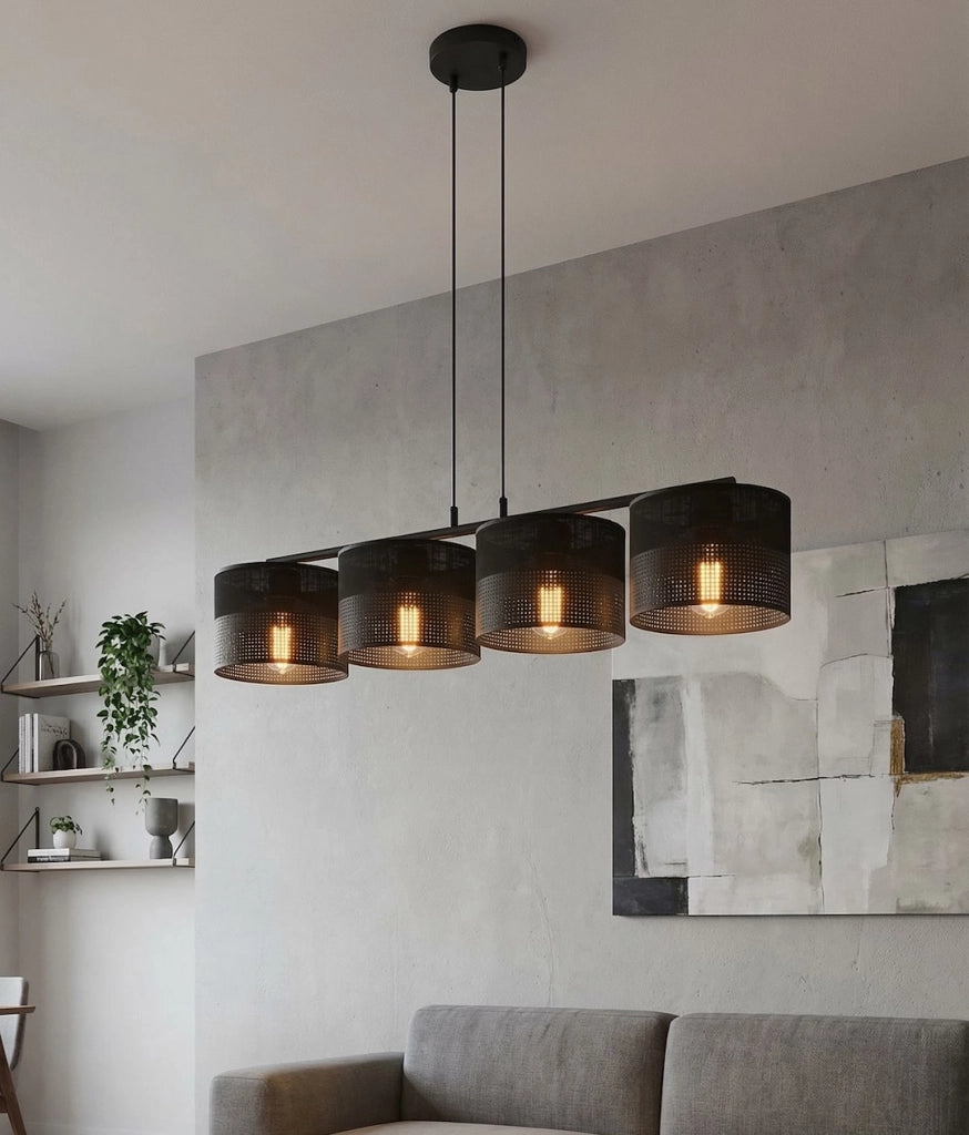 Lampada a sospensione KARBON nera traforata 4xE27 Emibig