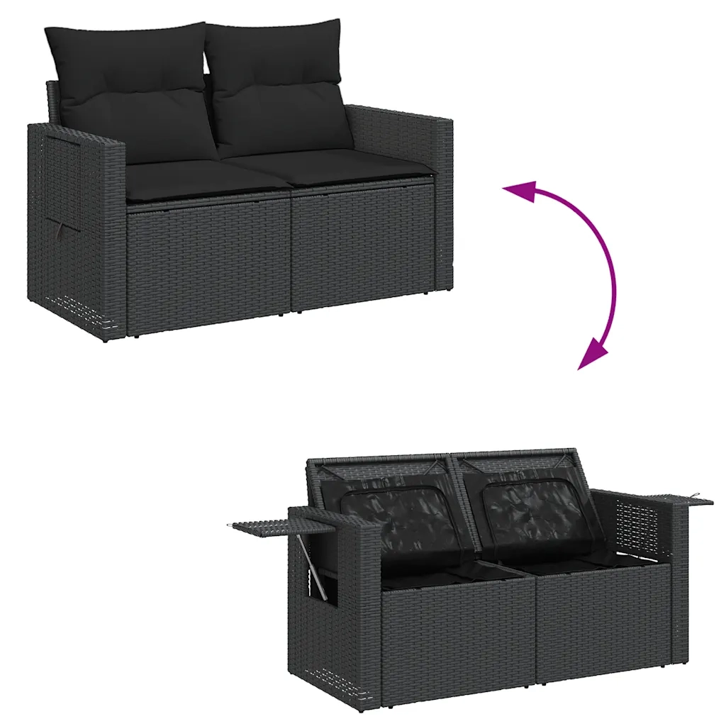 Set Divani da Giardino con Cuscini 7pz Nero Polyrattan 3326506
