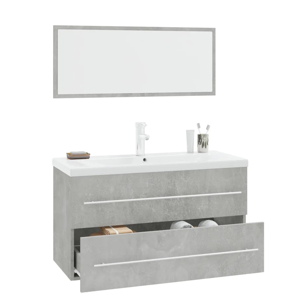 Set Mobili da Bagno | Armadio da bagno 3 pz Grigio Cemento
