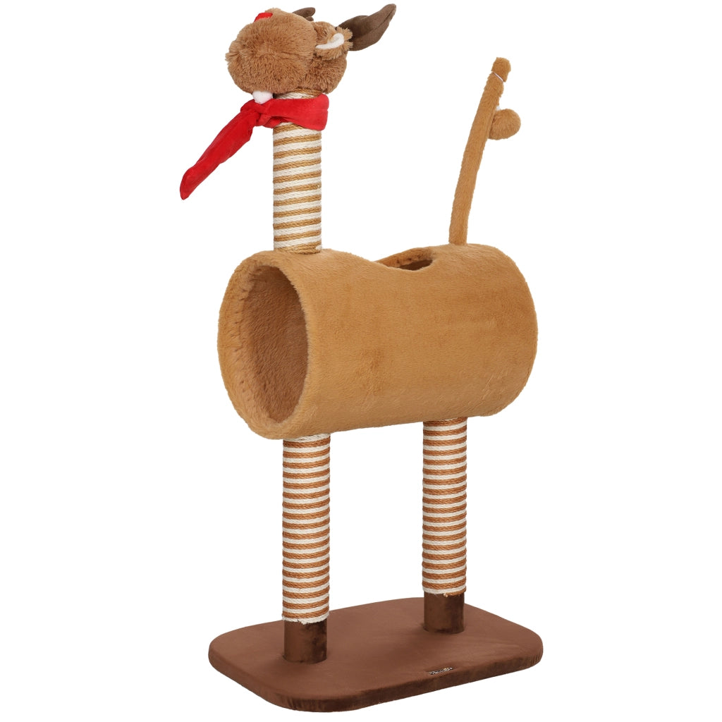 Tiragraffi 98 cm con grotta e palla gioco - Xylo - Design cervo, marrone