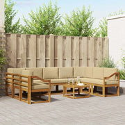 Set di divani da esterno con cuscino 10 pcs Naturale e Beige 3367036
