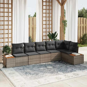 Set Divano da Giardino con cuscino 6 pcs Grigio Poly Rattan 3348095