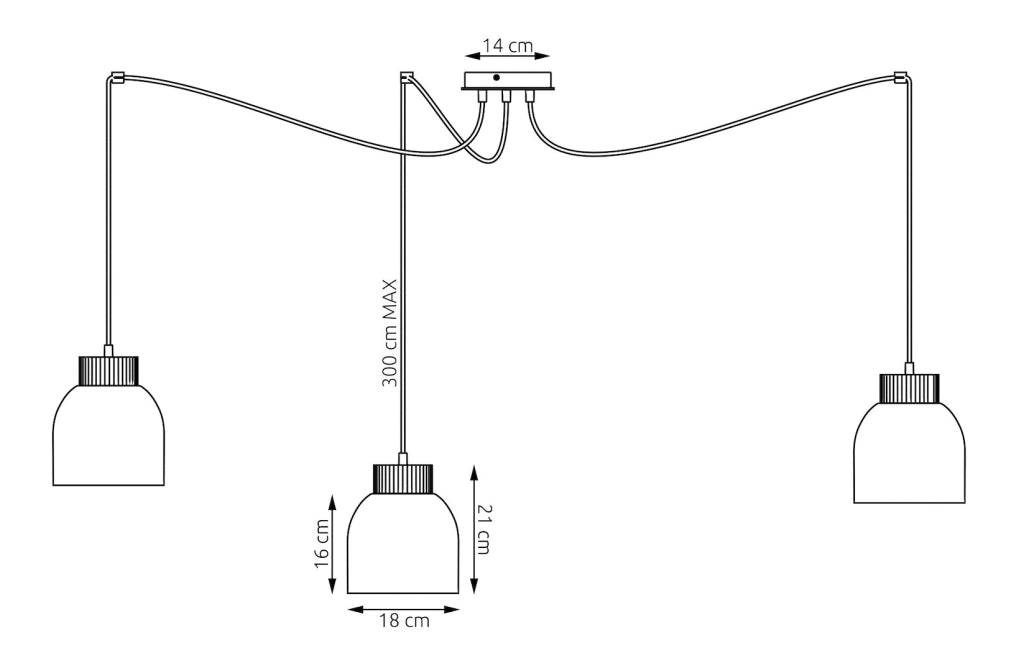 Lampada a sospensione KRU spider nera 3xE27 Emibig