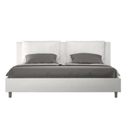 BS COM Letto matrimoniale king size contenitore imbottito 200x200 similpelle bianco