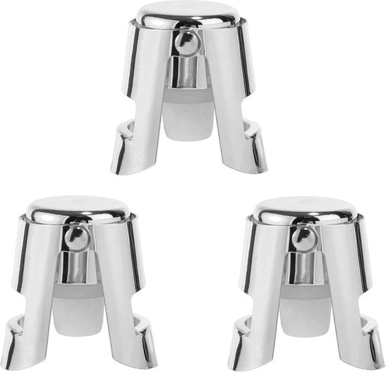 Stopperi per Champagne 3x - Acciaio Inossidabile/Silicone - Imprigionanti Liquidi - Riciclabili - Bubbli Versatili - 6x3,9 cm - Stopper per Vino