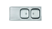 Lavello Appoggia 2 Vasche Sx C/Goccia 50X120Cm - Mabel
