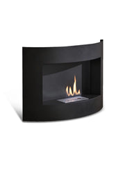 Redonda Biocamino da parete 63x15,5x45 cm in metallo nero con bruciatore in acciaio inox da 0,5 litri - Potenza termica di 1,5 Kw/h