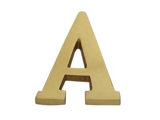 LETTERA ALFABETO A IN OTTONE LUCIDO - 5 pezzi