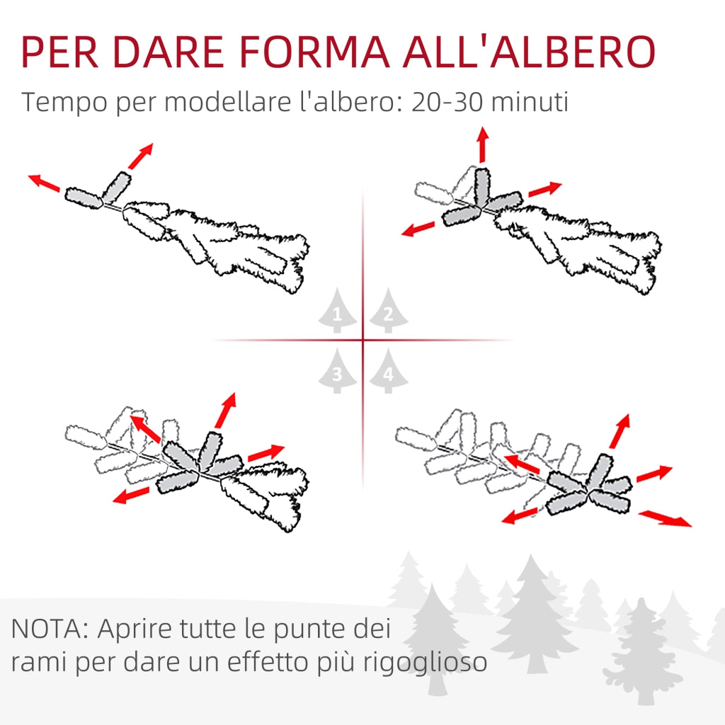 Albero di Natale Artificiale ¨C Minimal ¨C Verde 180cm con Pigne e Base in Metallo