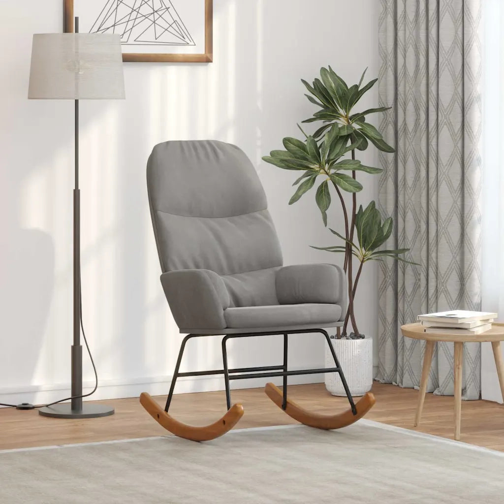 Sedia a Dondolo Grigio Chiaro in Velluto 4102621