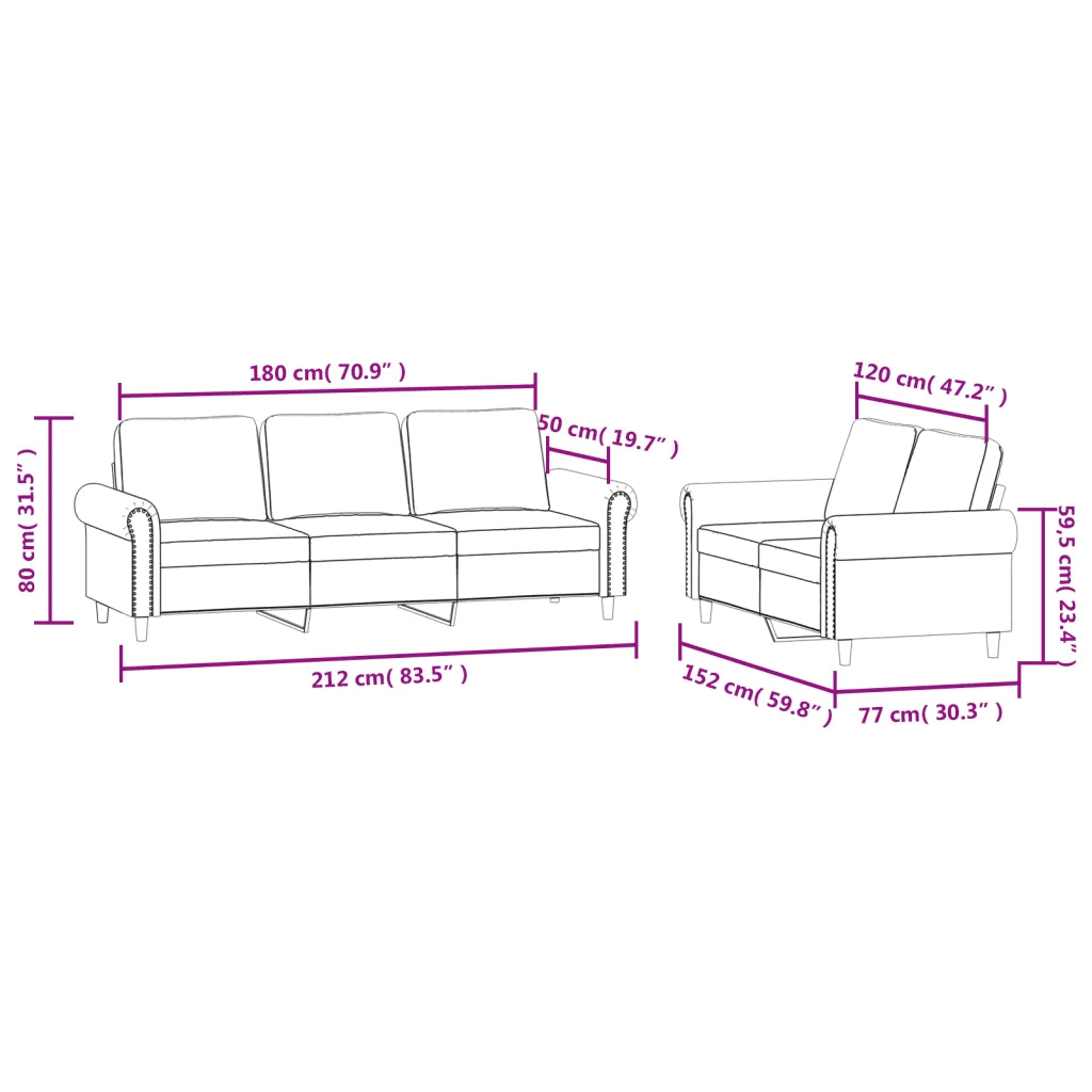 Set di Divani 2 pz con Cuscini Blu in Velluto 3202259
