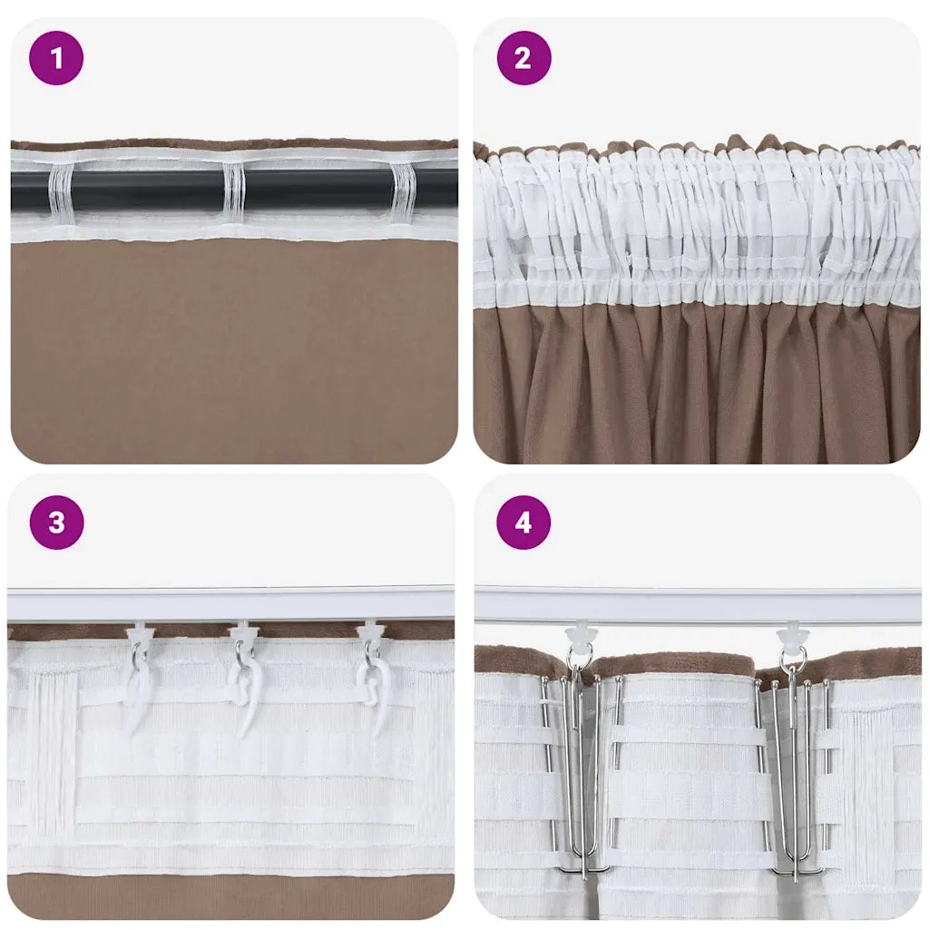 Tende in Velluto 2 pz Cappuccino 245 x 140 cm Velluto