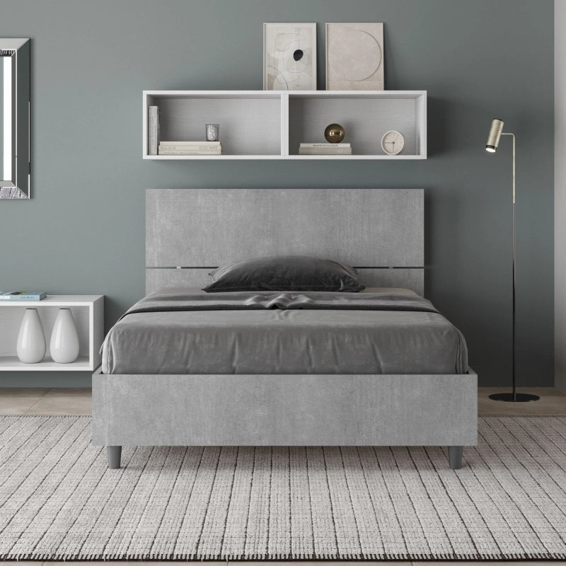 Letto 1 piazza e mezza 120x200 cm testata dritta Demas - Senza rete,Grigio