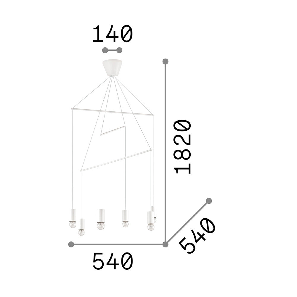 Sospensione Moderna Pop Metallo Nero 6 Luci E27