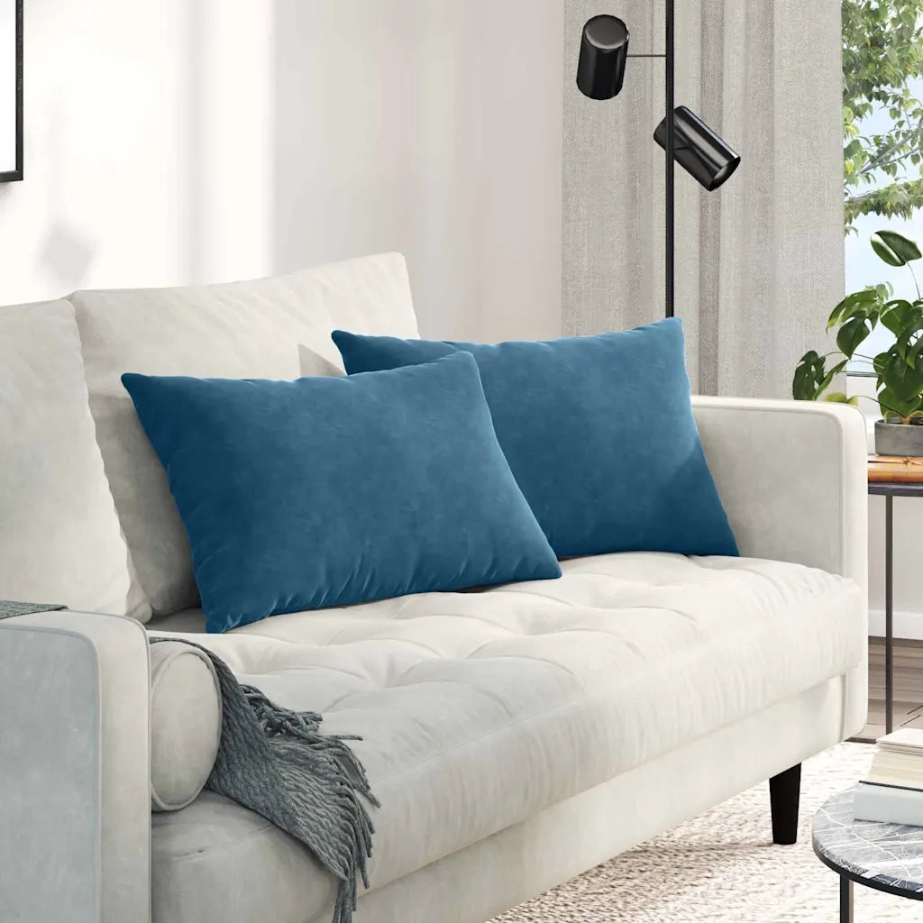 Cuscini da Divano 2 pcs Blu 60 x 40 cm Tessuto in Cords 42013669