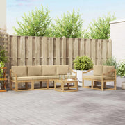 Set di divani da esterno 7 pz Bianco e Beige 3387297