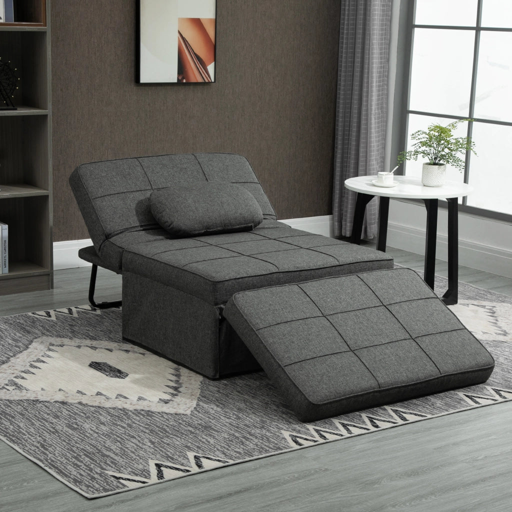Poltrona letto 4 in 1 con schienale regolabile ¨C Xylo ¨C Tessuto grigio effetto lino 95x179x78 cm