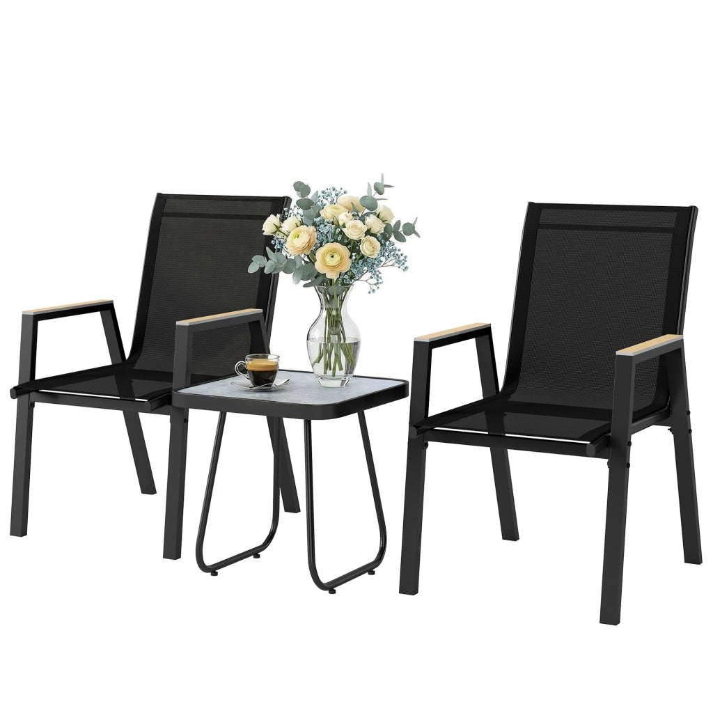 Set Bistr¨° da Esterni 3 Pezzi, Tavolino con Piedini Regolabili