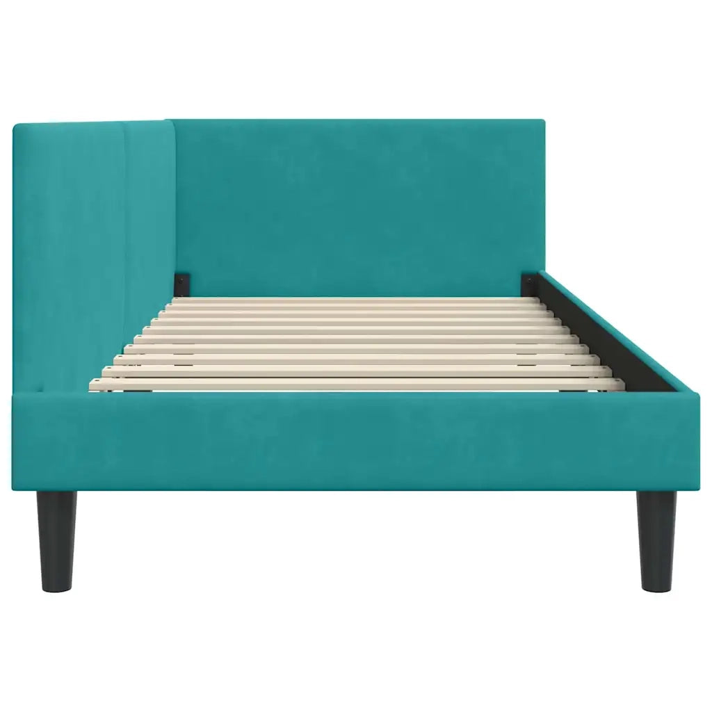 Cornice del letto ad angolo Turchese 90 cm x 200 cm Velluto 42016234